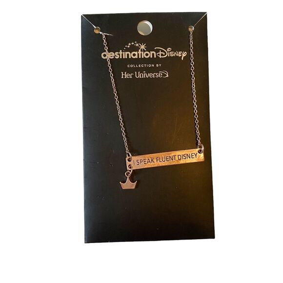 Destination Disney Her Universe Gold Chain Stamped Bar Charm Necklace - Picture 1 of 3